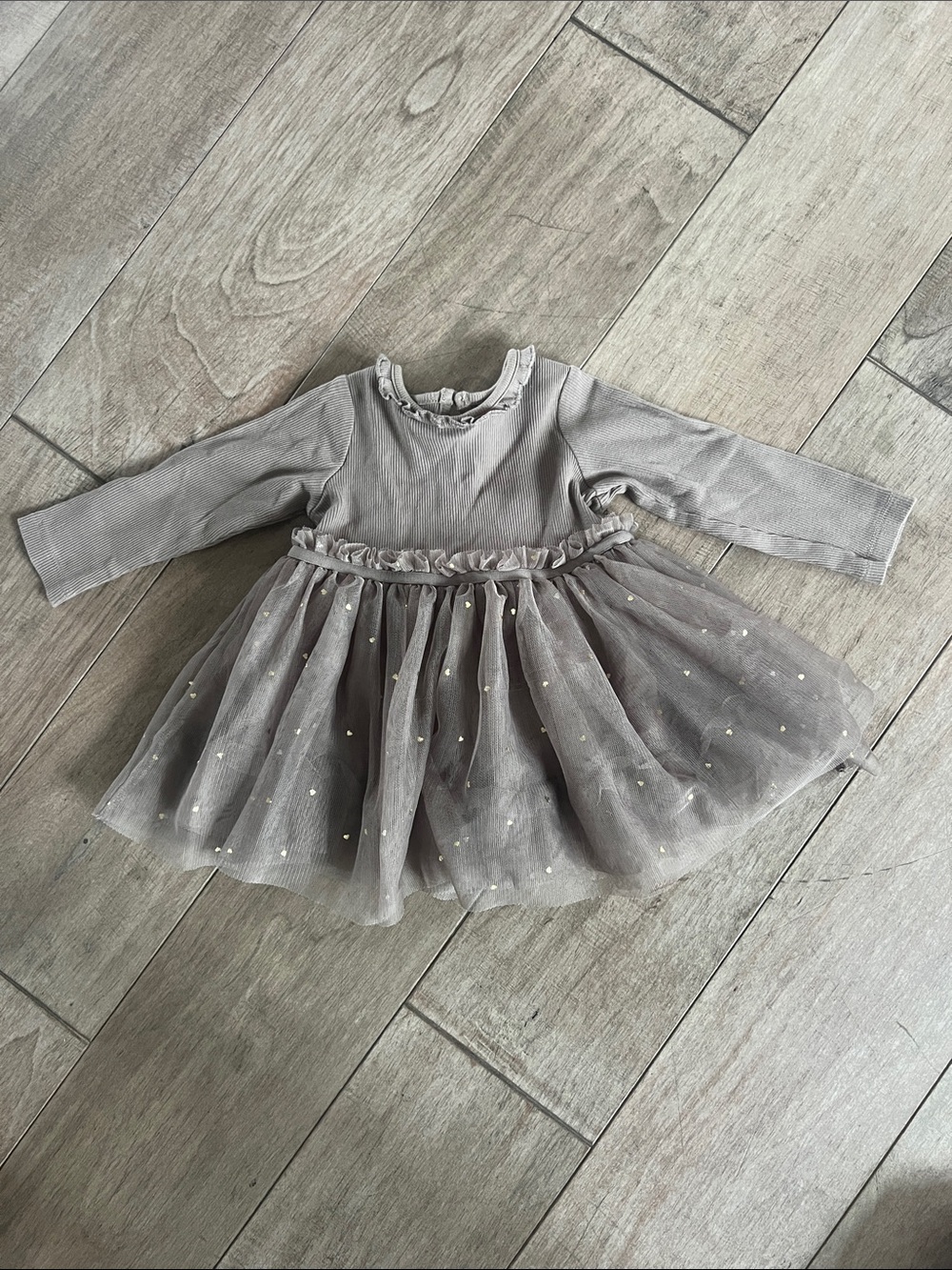 H&M Grey/Brown Tulle Skirt Long-Sleeve Dress for Kids